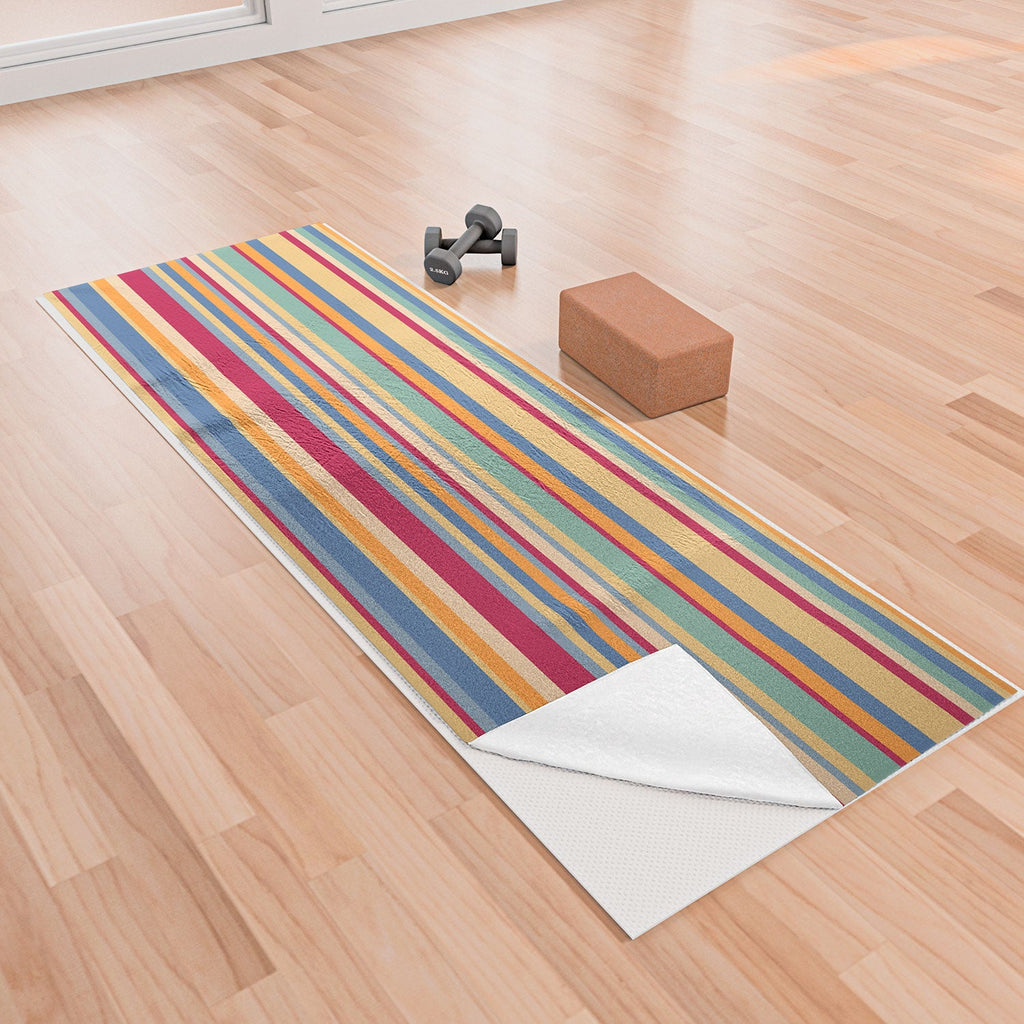 Colour Poems Classic Retro Stripes I Yoga Towel