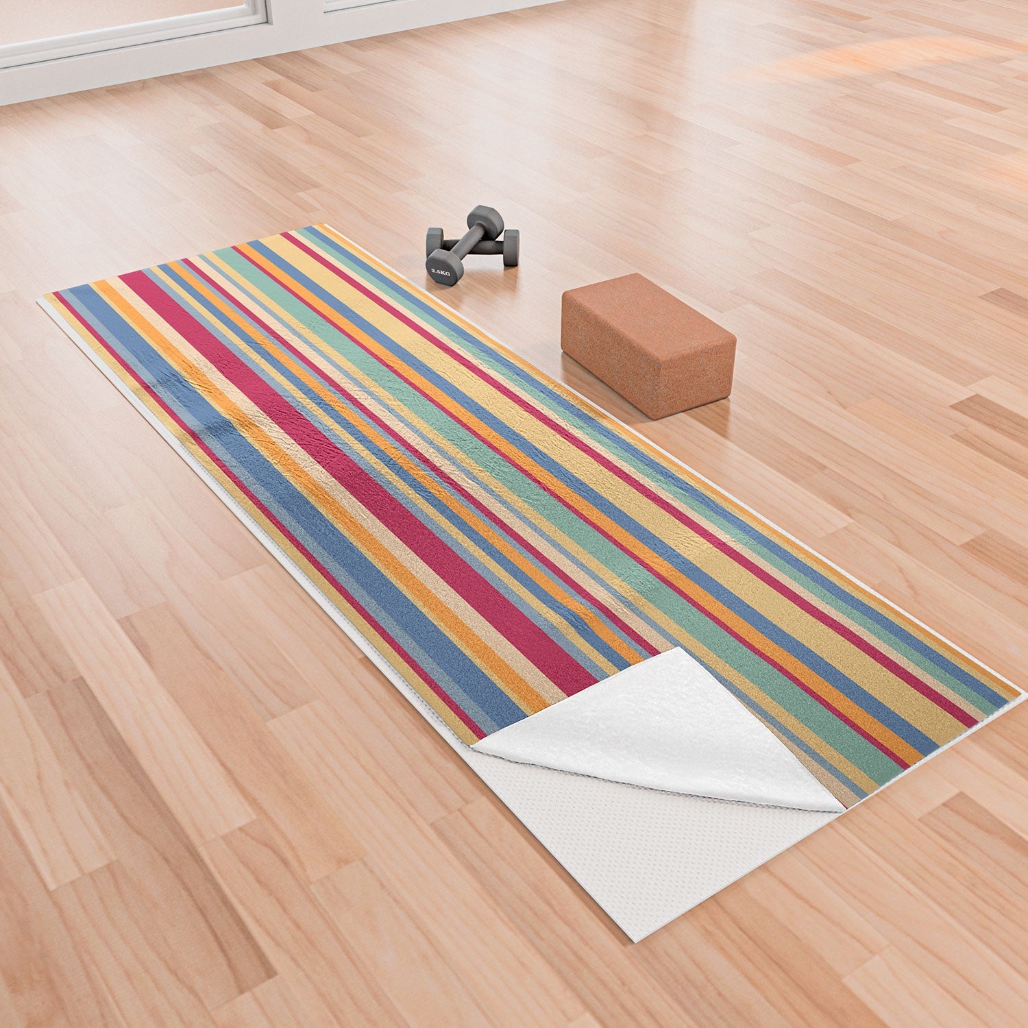 Colour Poems Classic Retro Stripes I Yoga Towel