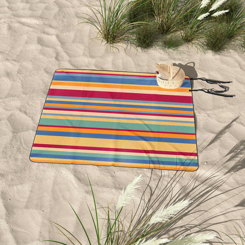 Colour Poems Classic Retro Stripes I Picnic Blanket