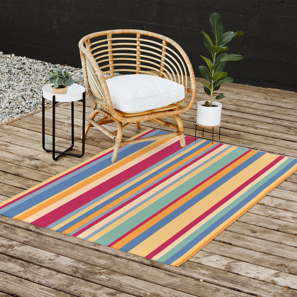 Colour Poems Classic Retro Stripes I Outdoor Rug
