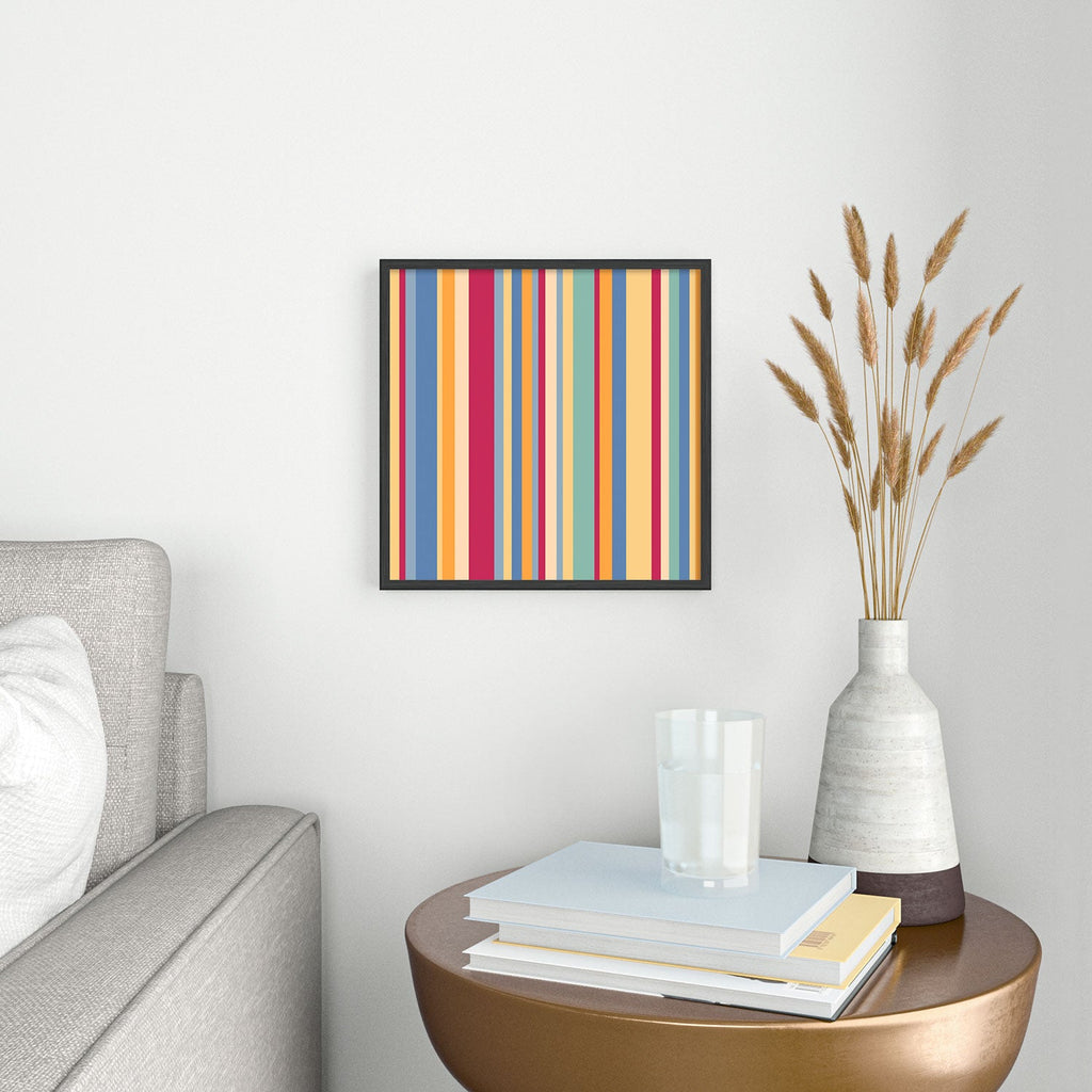 Colour Poems Classic Retro Stripes I Square Metal Framed Art Print