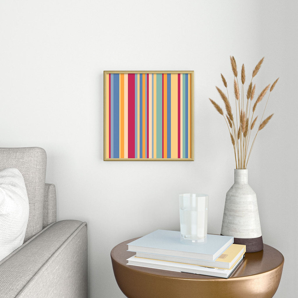 Colour Poems Classic Retro Stripes I Square Metal Framed Art Print