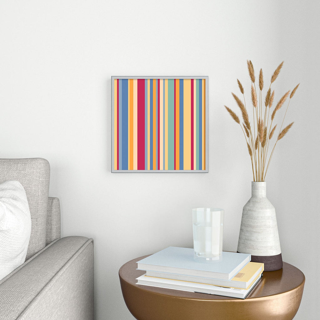 Colour Poems Classic Retro Stripes I Square Metal Framed Art Print