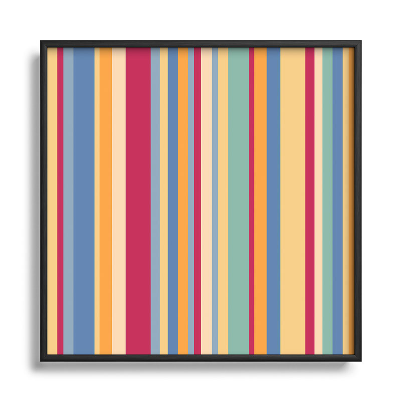 Colour Poems Classic Retro Stripes I Square Metal Framed Art Print