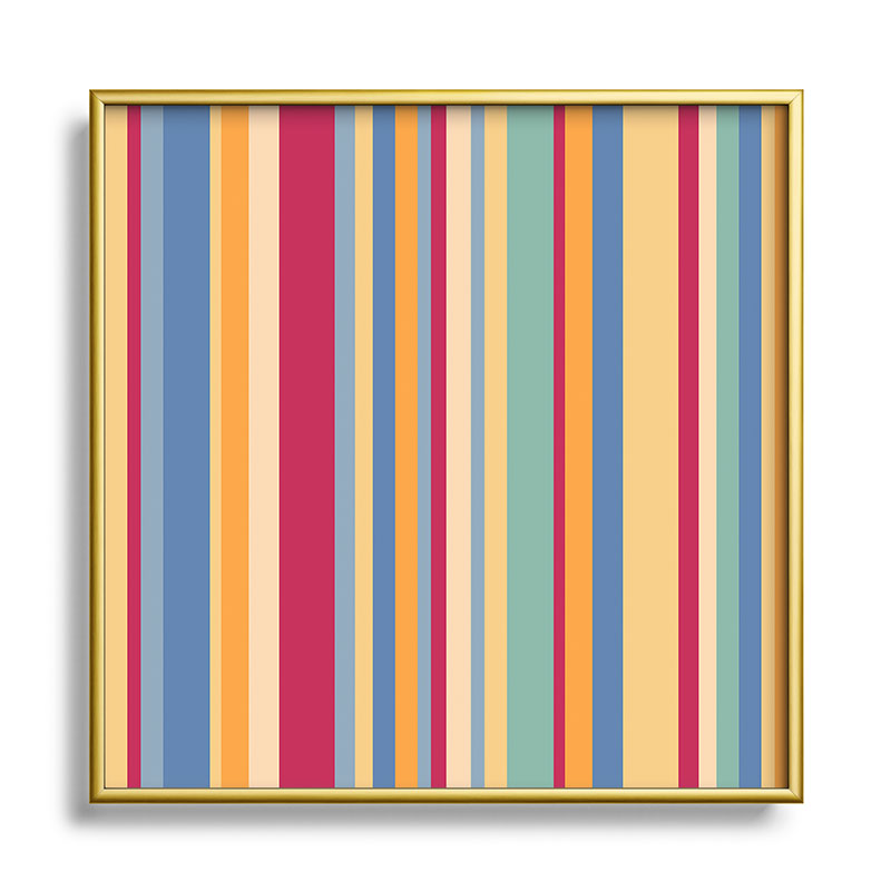 Colour Poems Classic Retro Stripes I Square Metal Framed Art Print