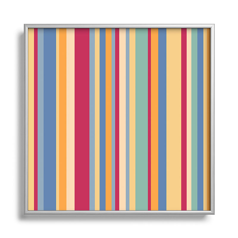 Colour Poems Classic Retro Stripes I Square Metal Framed Art Print