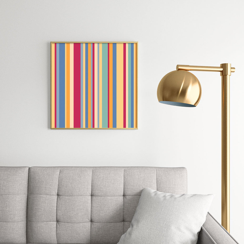 Colour Poems Classic Retro Stripes I Square Metal Framed Art Print