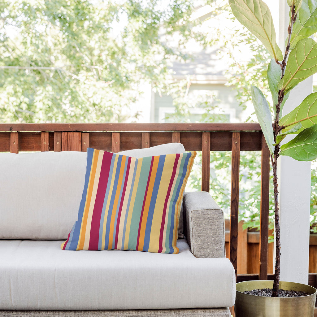 Colour Poems Classic Retro Stripes I Outdoor Throw Pillow