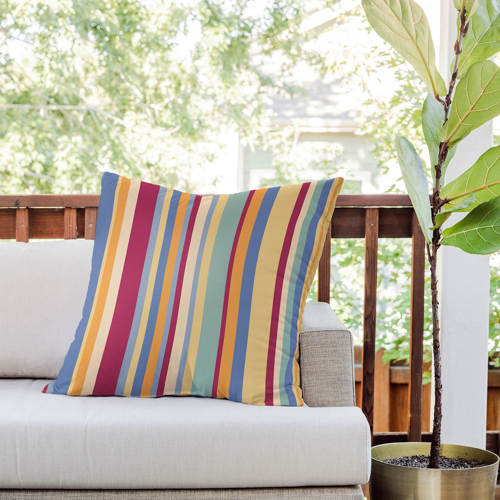 Colour Poems Classic Retro Stripes I Outdoor Throw Pillow