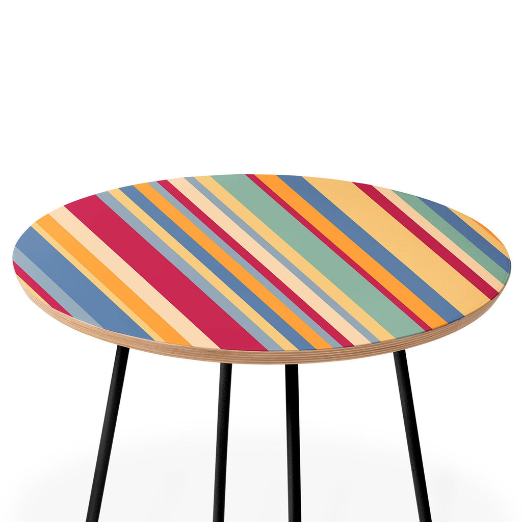 Colour Poems Classic Retro Stripes I Round Side Table