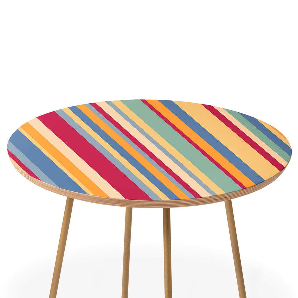 Colour Poems Classic Retro Stripes I Round Side Table