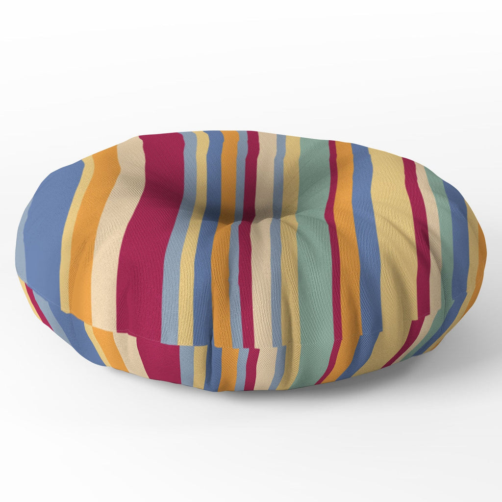 Colour Poems Classic Retro Stripes I Floor Pillow Round