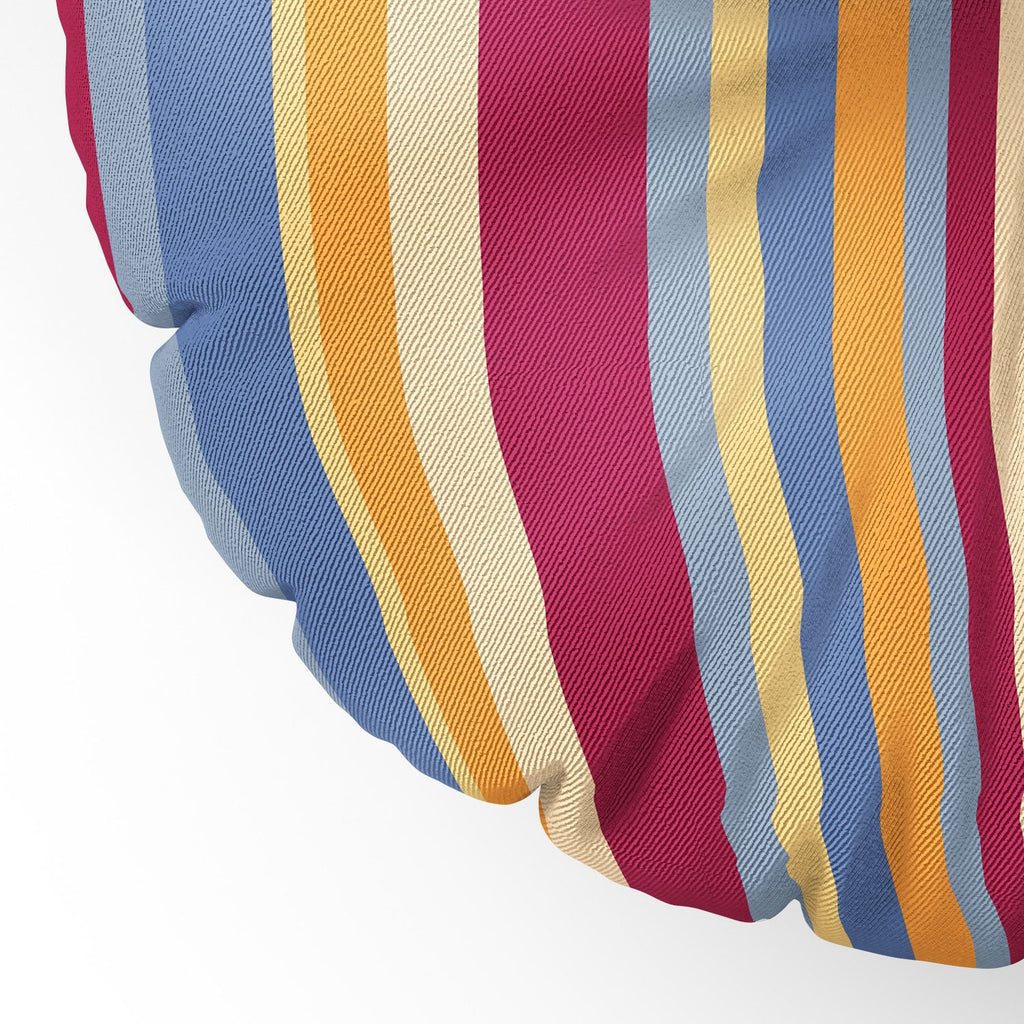 Colour Poems Classic Retro Stripes I Floor Pillow Round