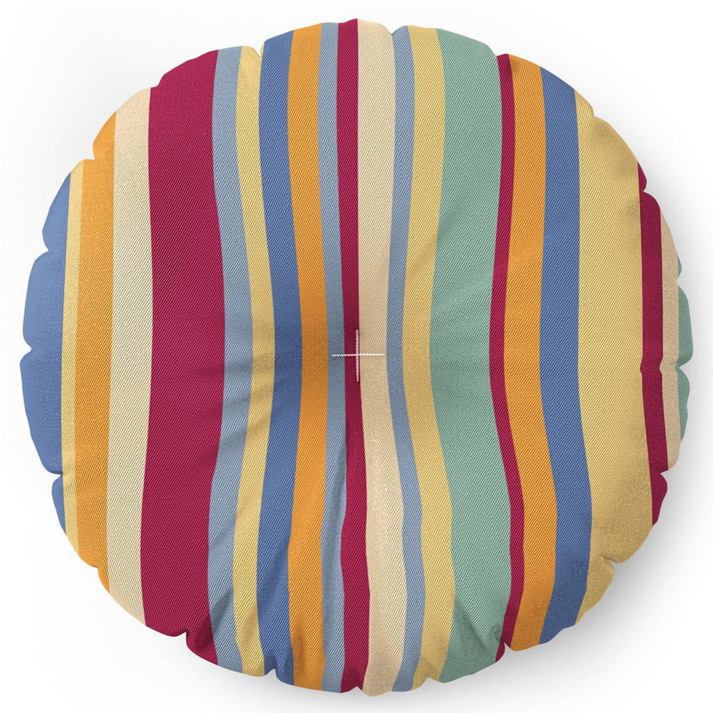 Colour Poems Classic Retro Stripes I Floor Pillow Round