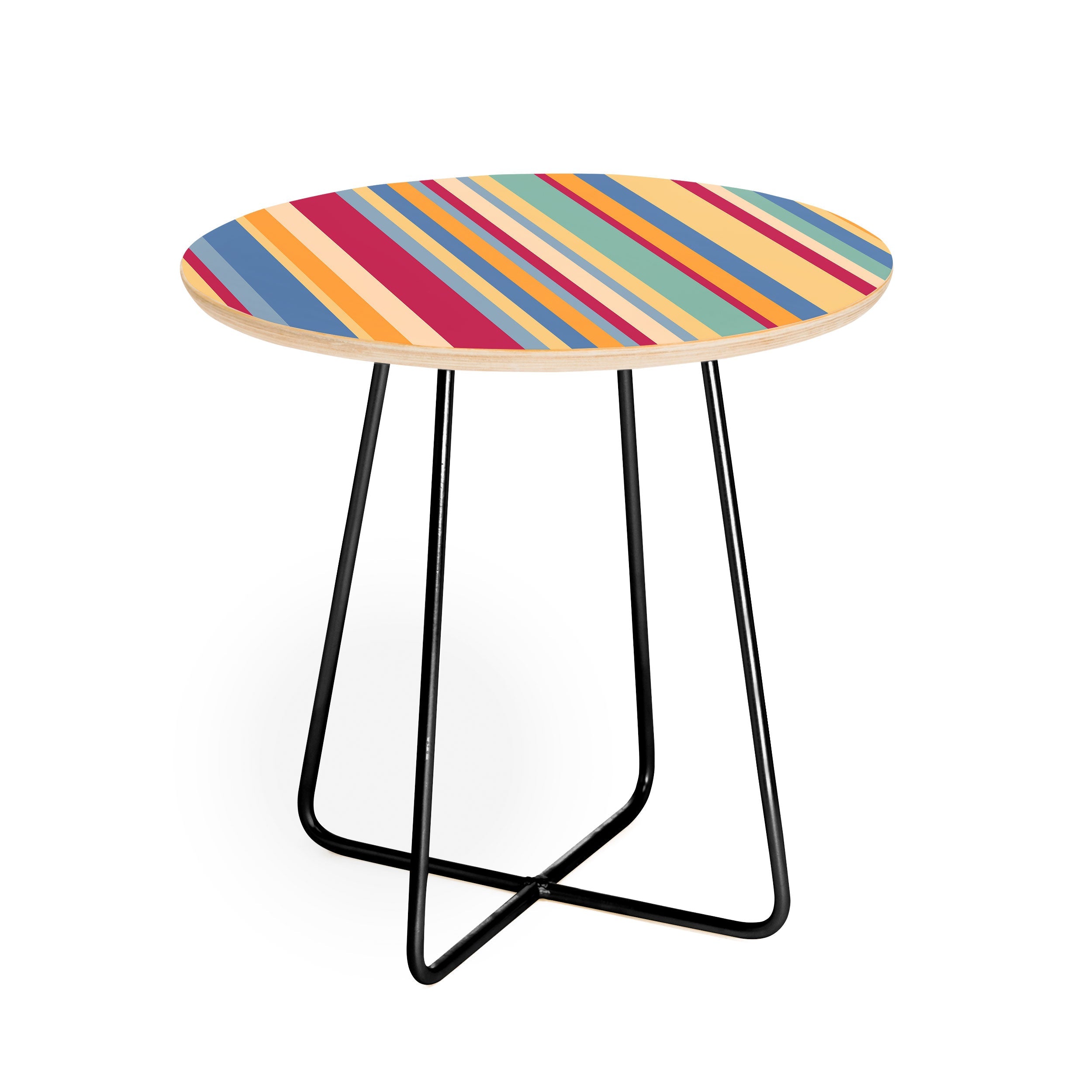 Colour Poems Classic Retro Stripes I Round Side Table
