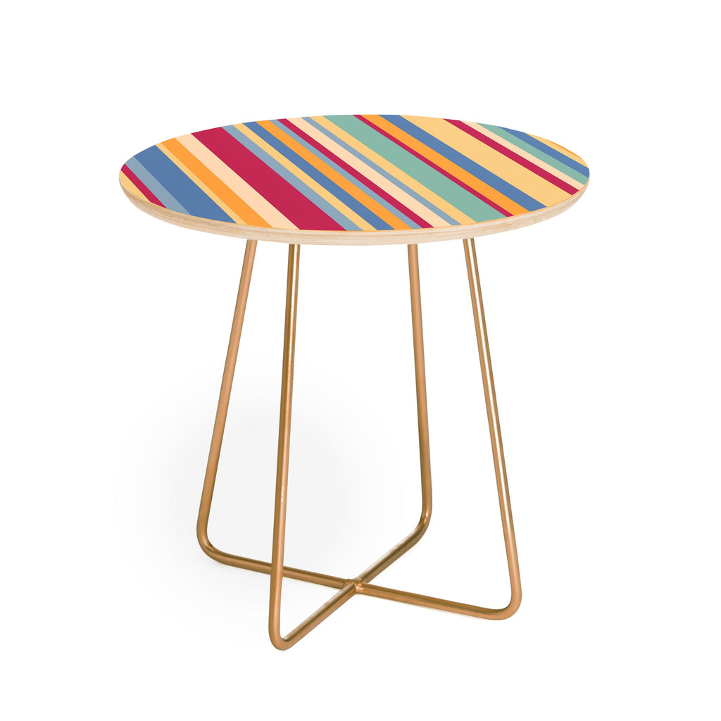 Colour Poems Classic Retro Stripes I Round Side Table