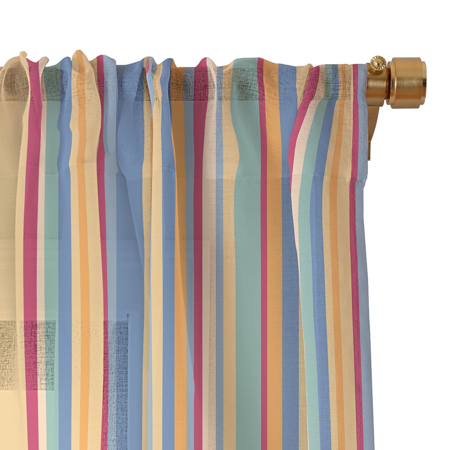 Colour Poems Classic Retro Stripes I Sheer Window Curtain