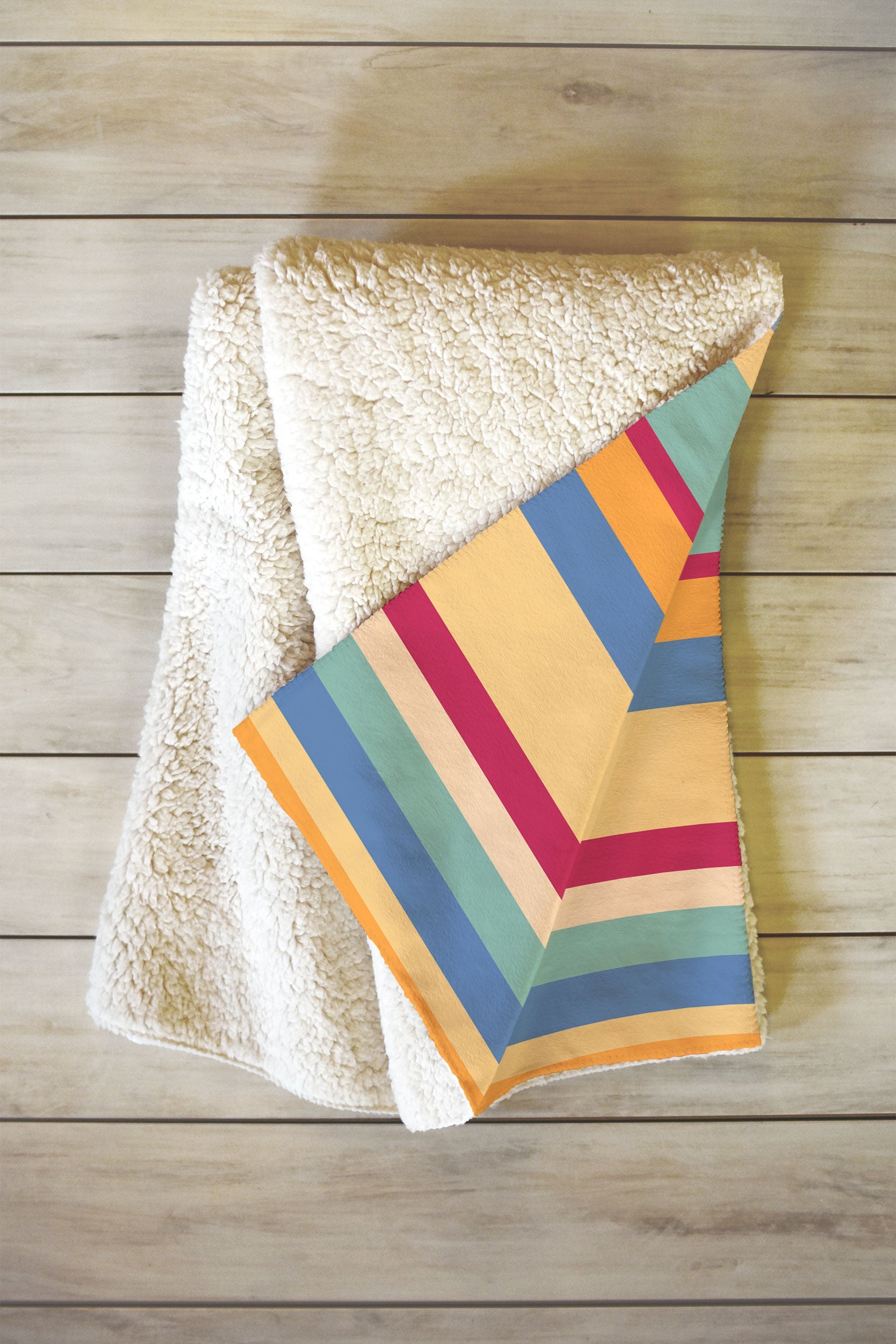 Colour Poems Classic Retro Stripes I Fleece Throw Blanket