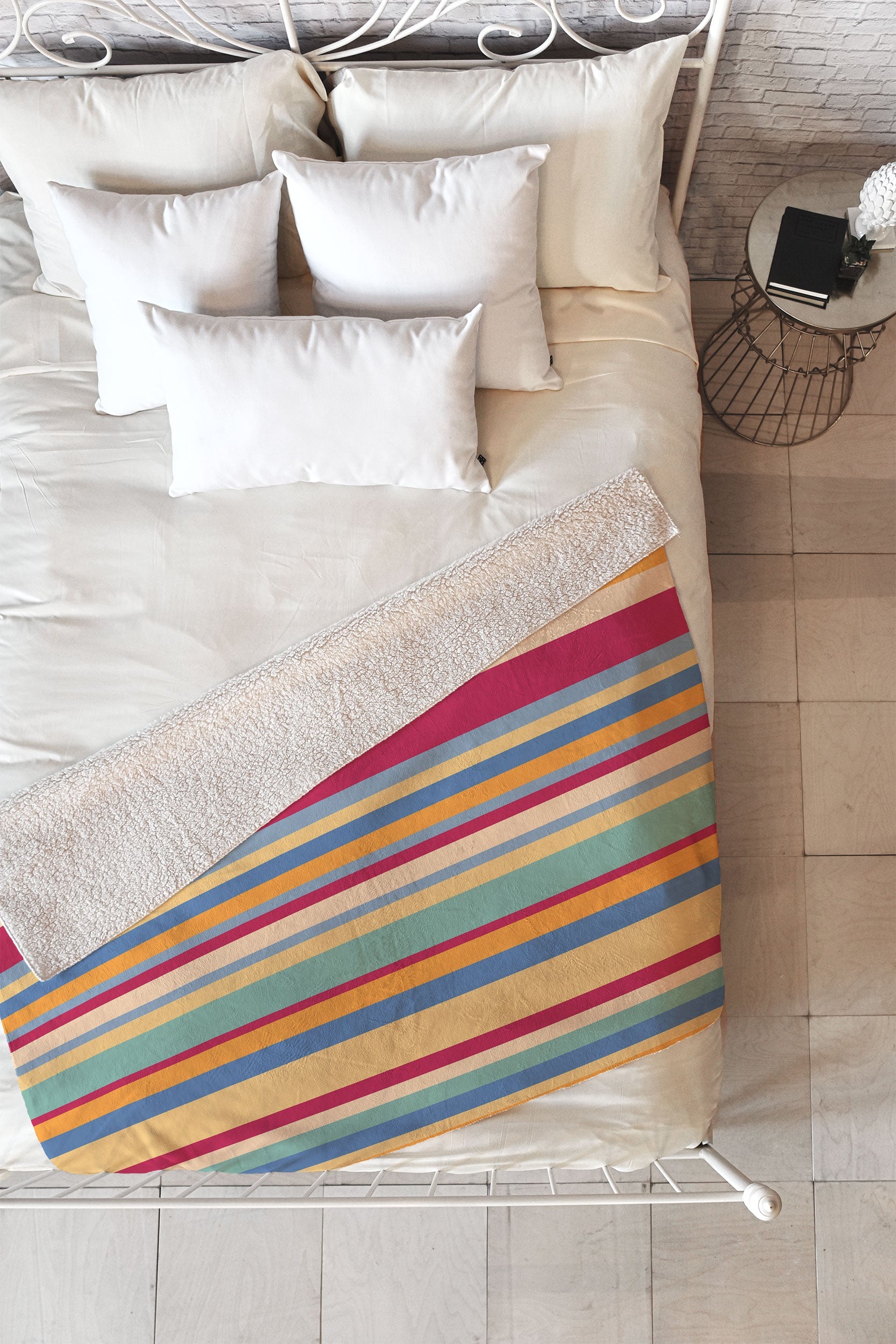 Colour Poems Classic Retro Stripes I Fleece Throw Blanket