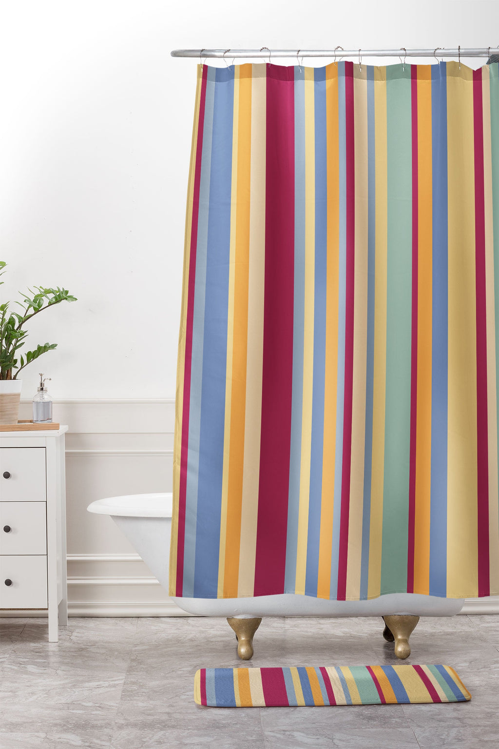 Colour Poems Classic Retro Stripes I Memory Foam Bath Mat