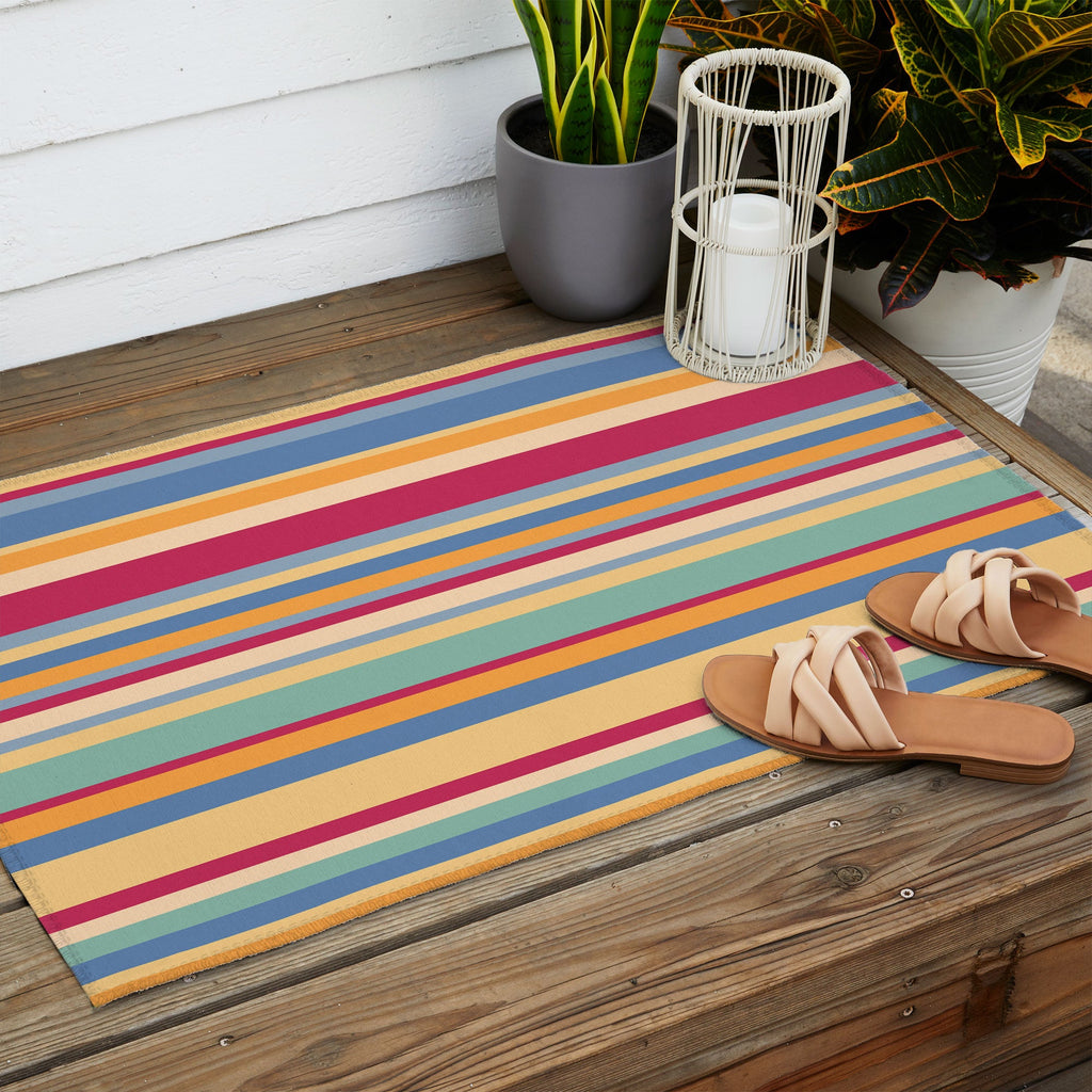 Colour Poems Classic Retro Stripes I Outdoor Rug