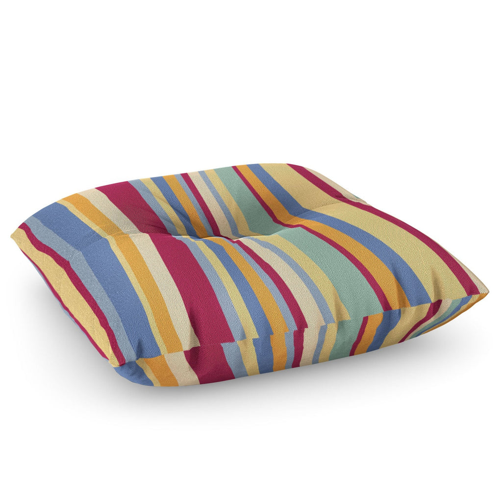 Colour Poems Classic Retro Stripes I Floor Pillow Square