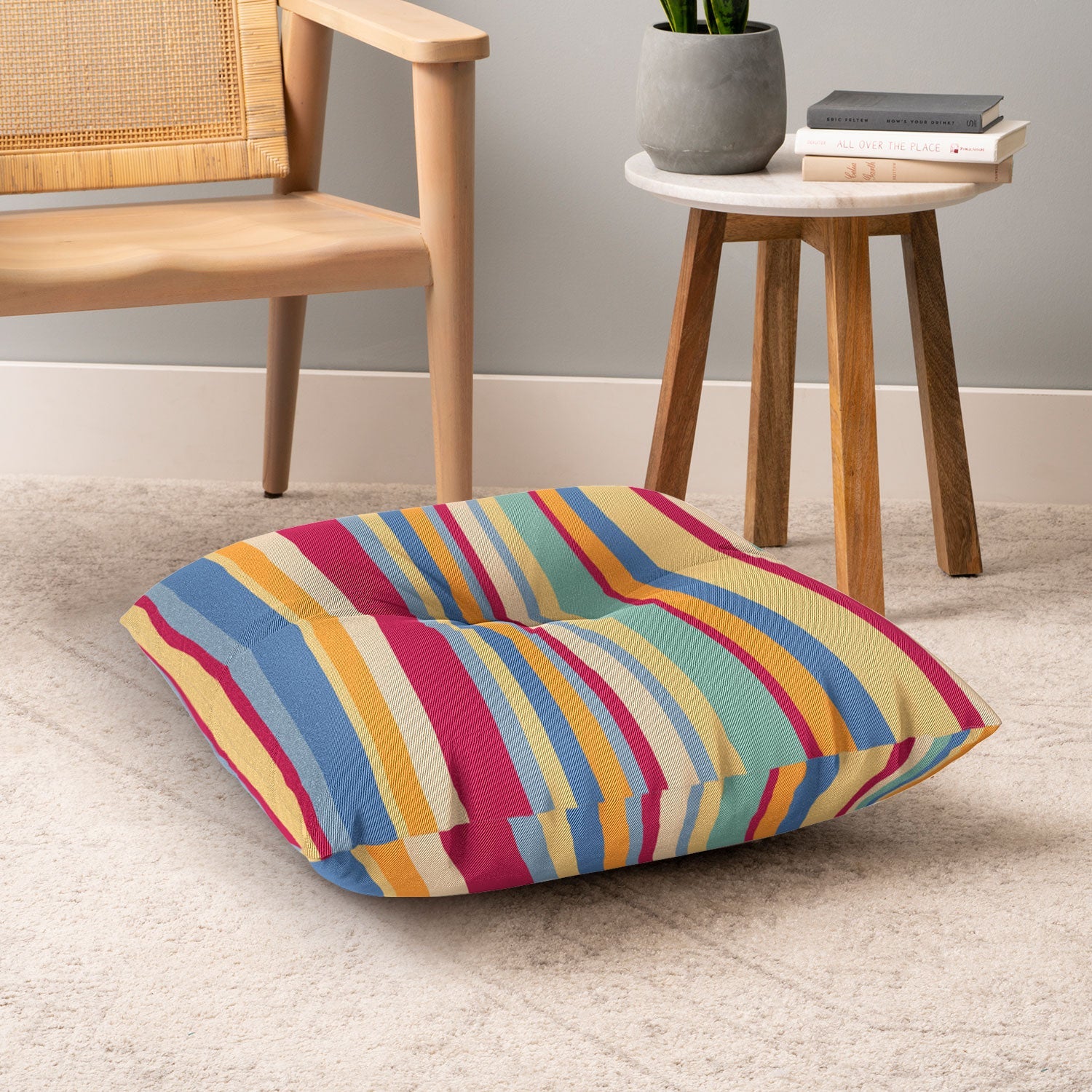 Colour Poems Classic Retro Stripes I Floor Pillow Square