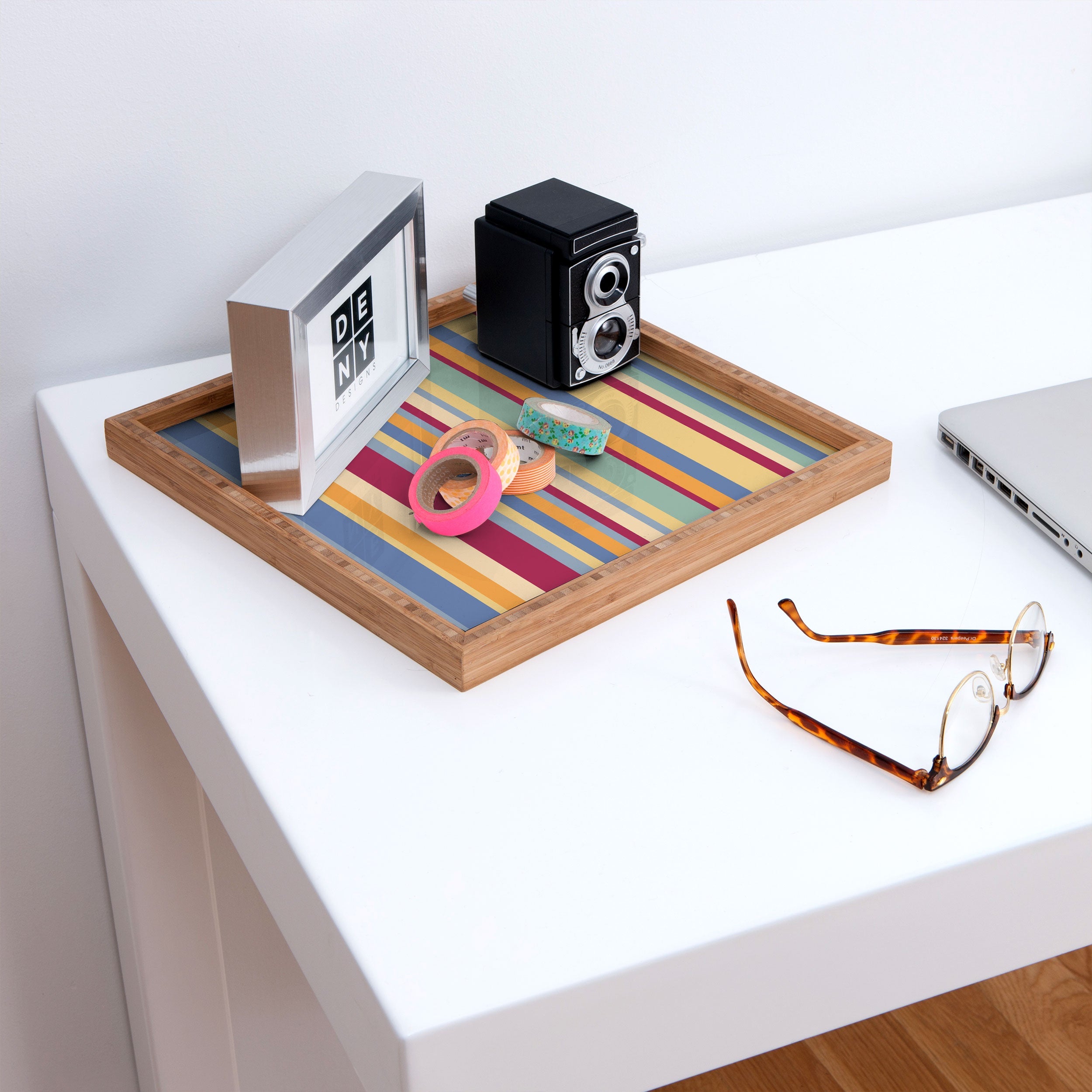 Colour Poems Classic Retro Stripes I Square Tray