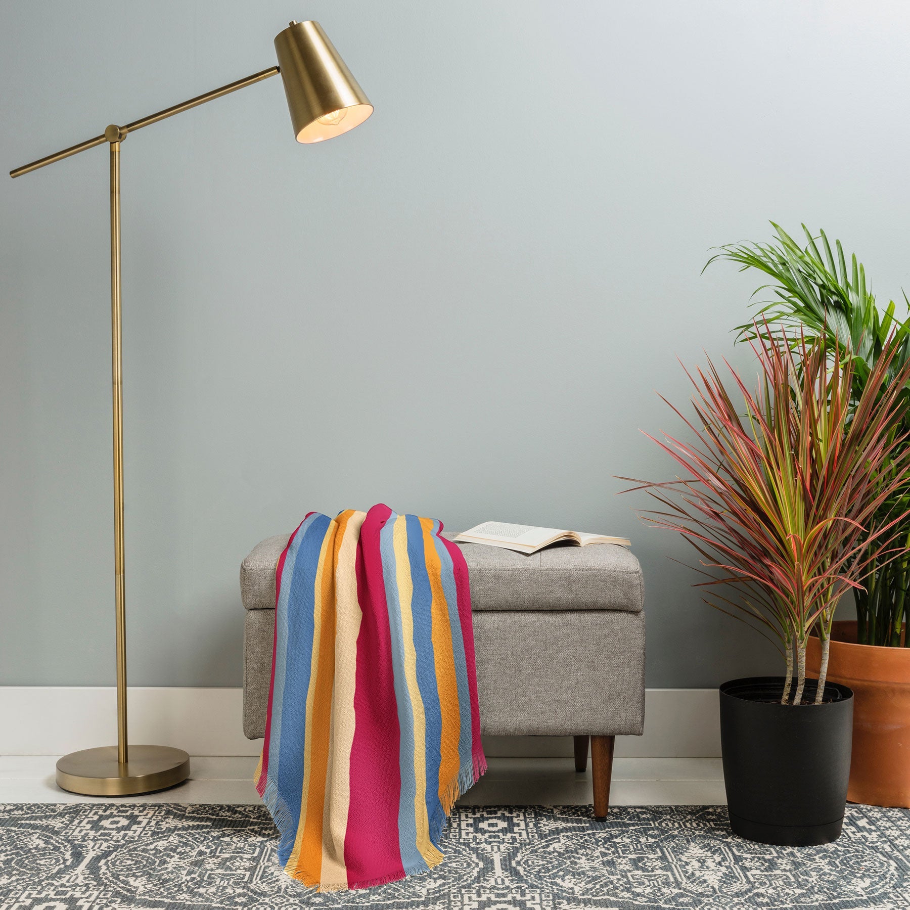 Colour Poems Classic Retro Stripes I Throw Blanket
