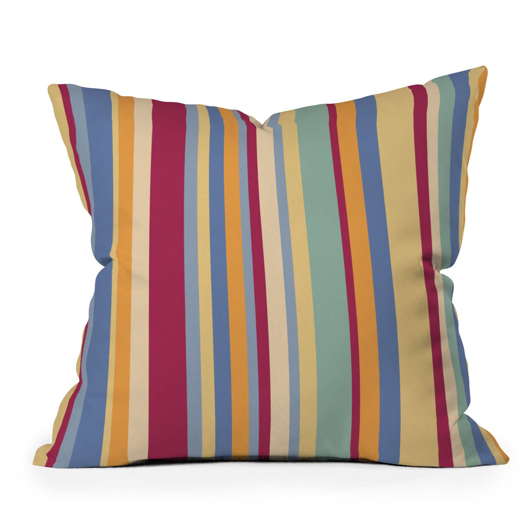 Colour Poems Classic Retro Stripes I Outdoor Throw Pillow