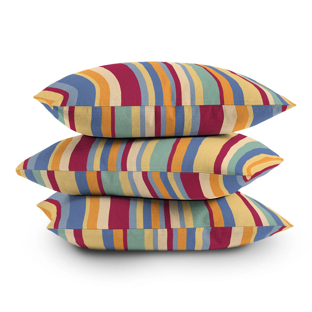 Colour Poems Classic Retro Stripes I Outdoor Throw Pillow