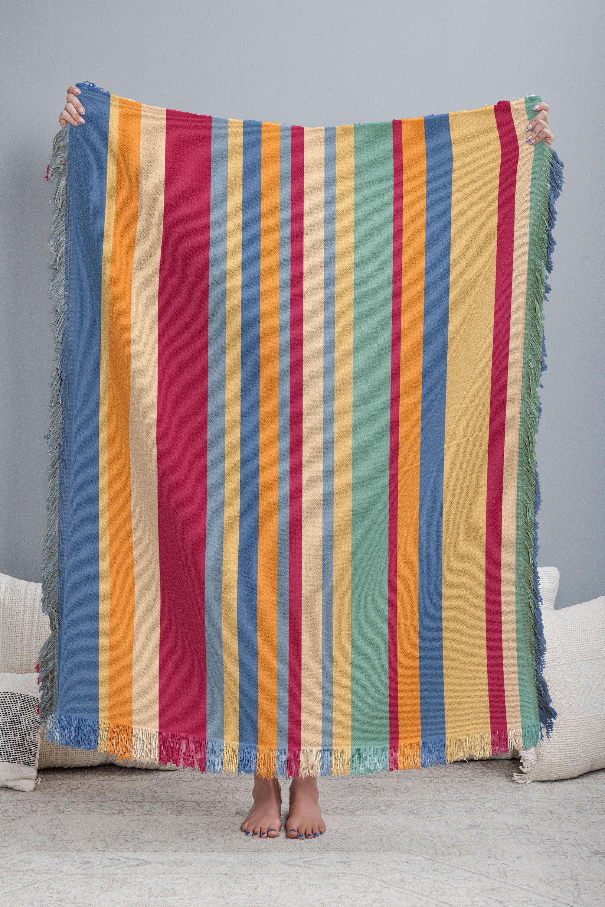 Colour Poems Classic Retro Stripes I Throw Blanket