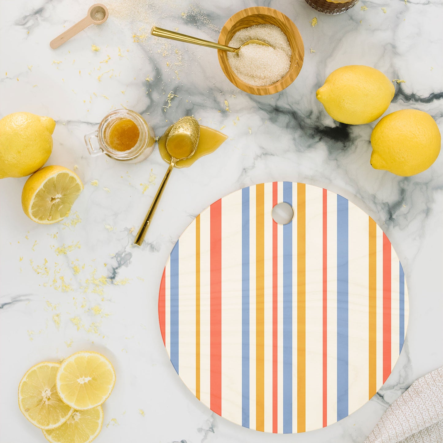 Colour Poems Classic Retro Stripes III Cutting Board Round