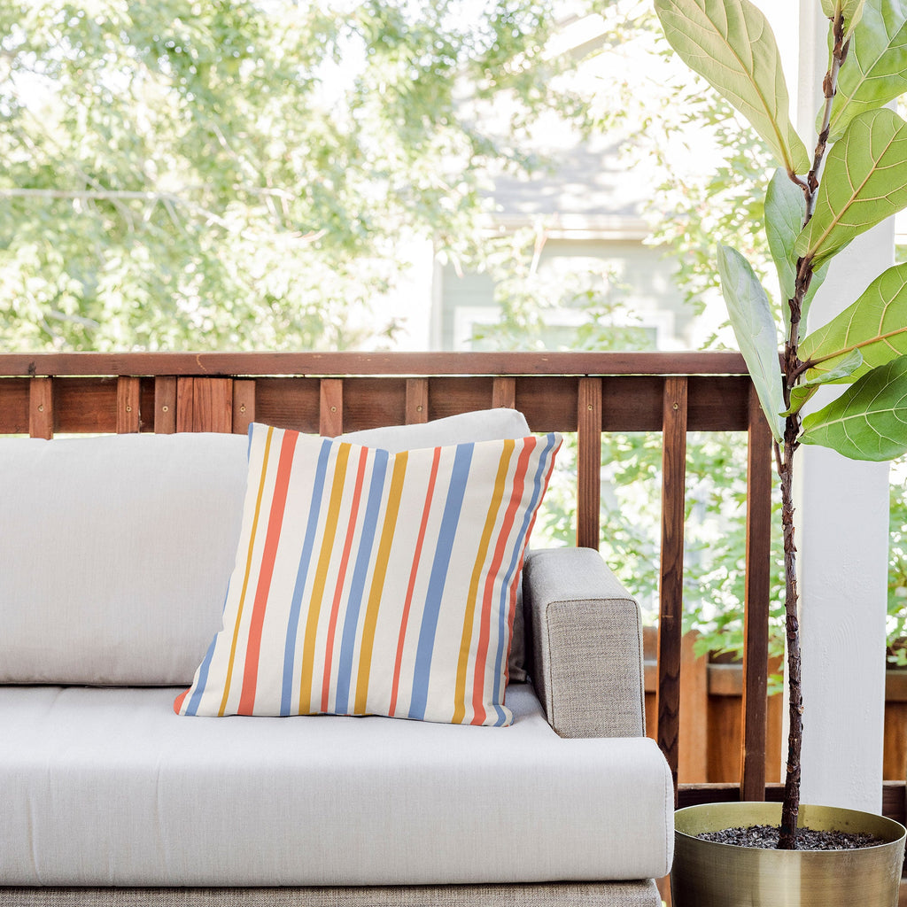 Colour Poems Classic Retro Stripes III Outdoor Throw Pillow