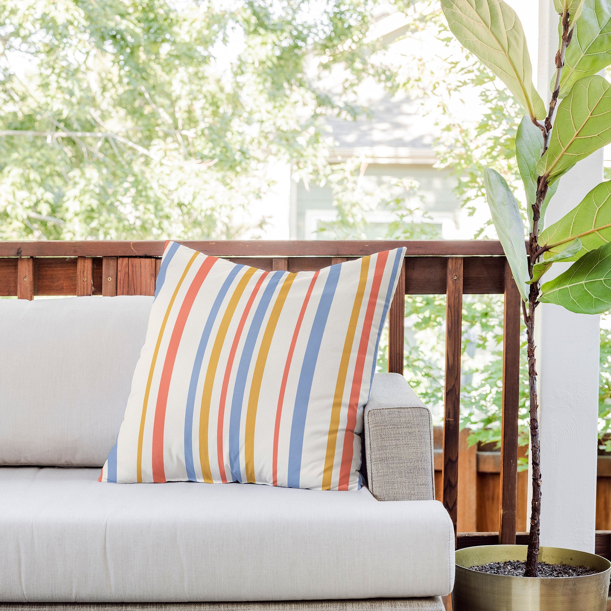 Colour Poems Classic Retro Stripes III Outdoor Throw Pillow
