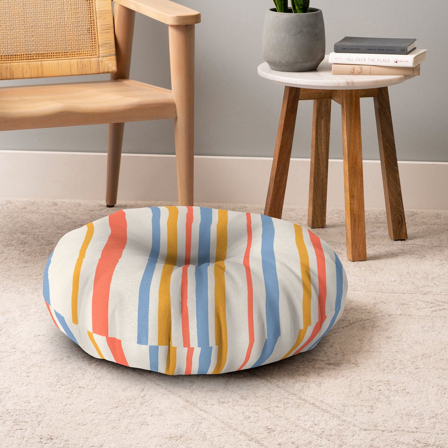Colour Poems Classic Retro Stripes III Floor Pillow Round