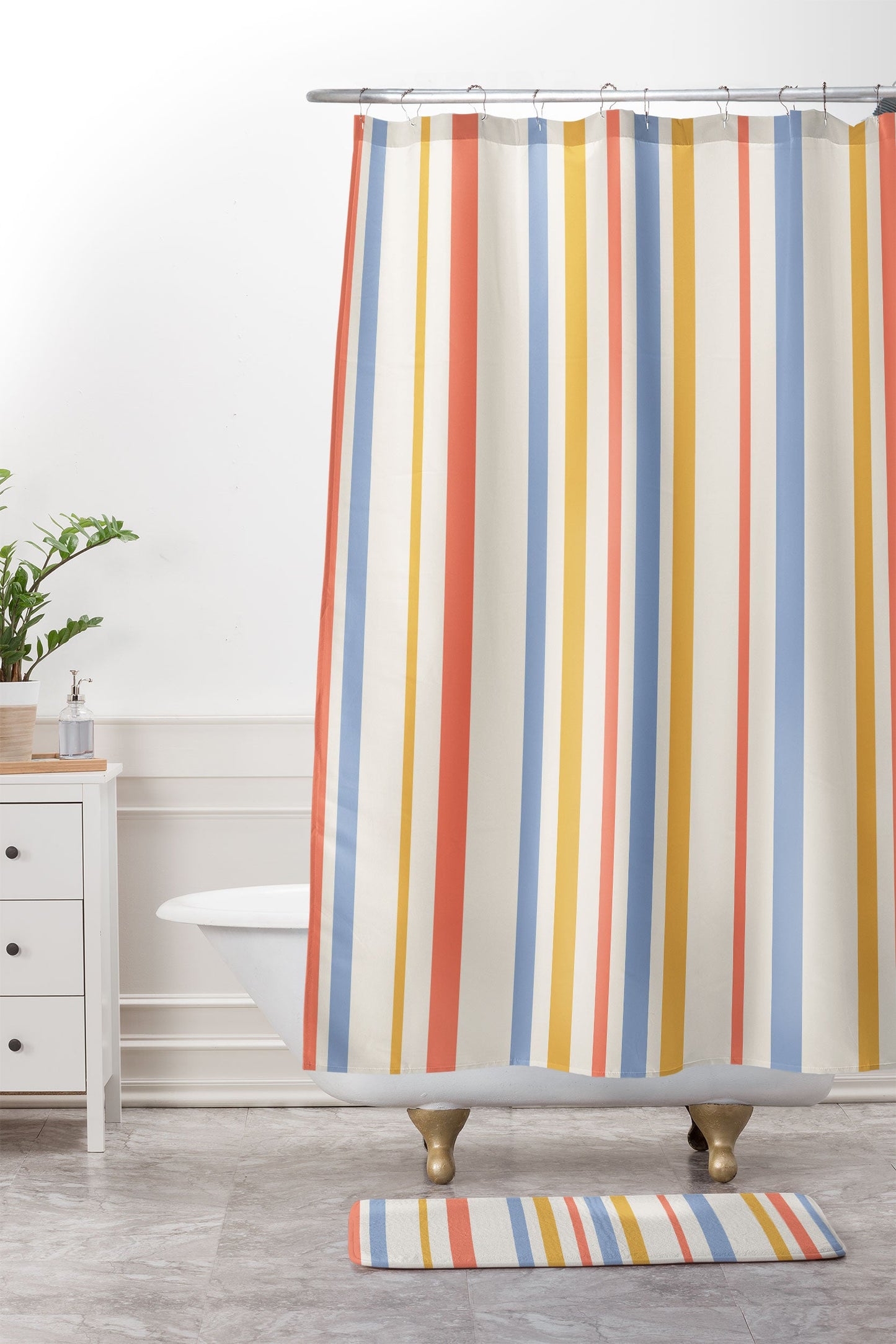Colour Poems Classic Retro Stripes III Memory Foam Bath Mat