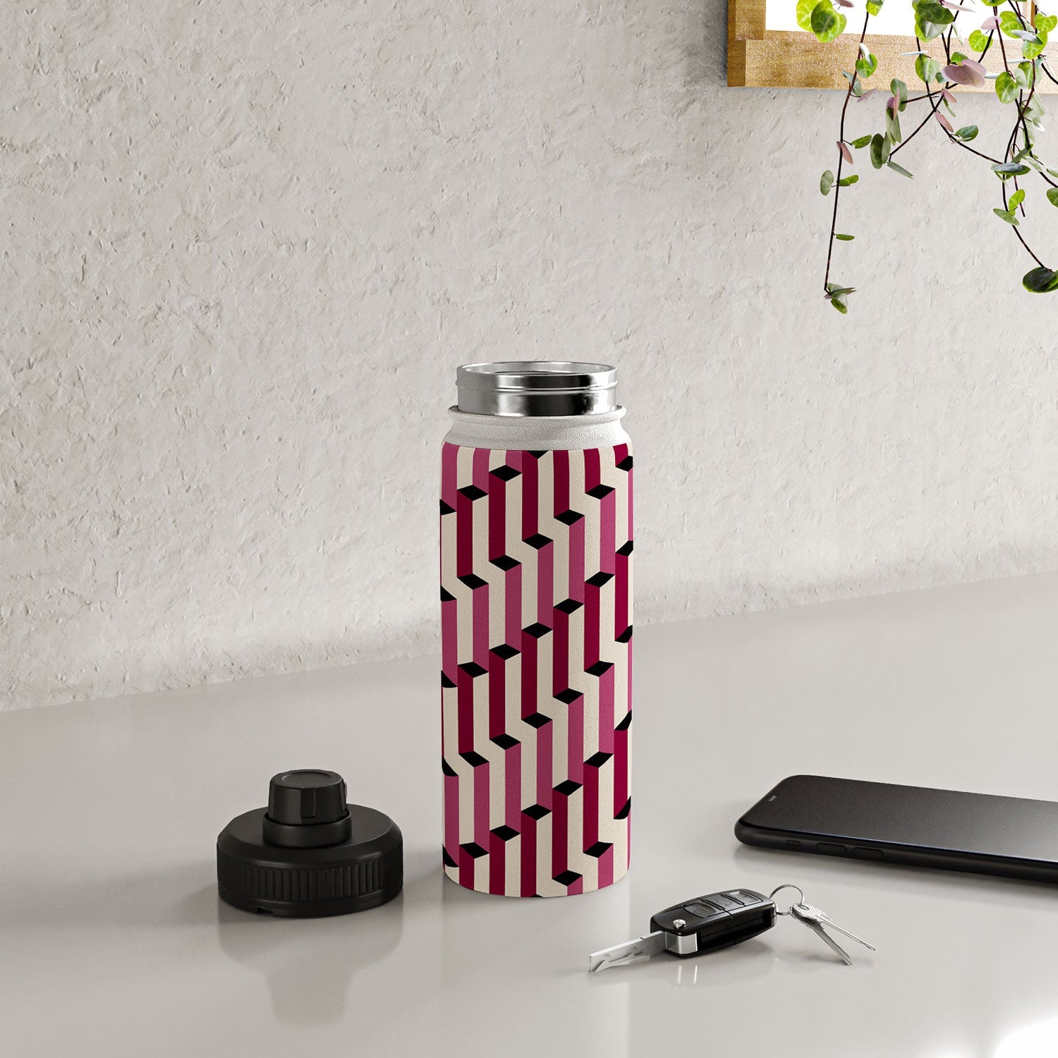 Colour Poems Columns Pattern I Water Bottle