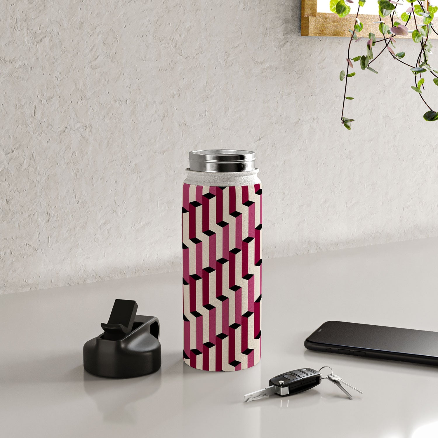 Colour Poems Columns Pattern I Water Bottle