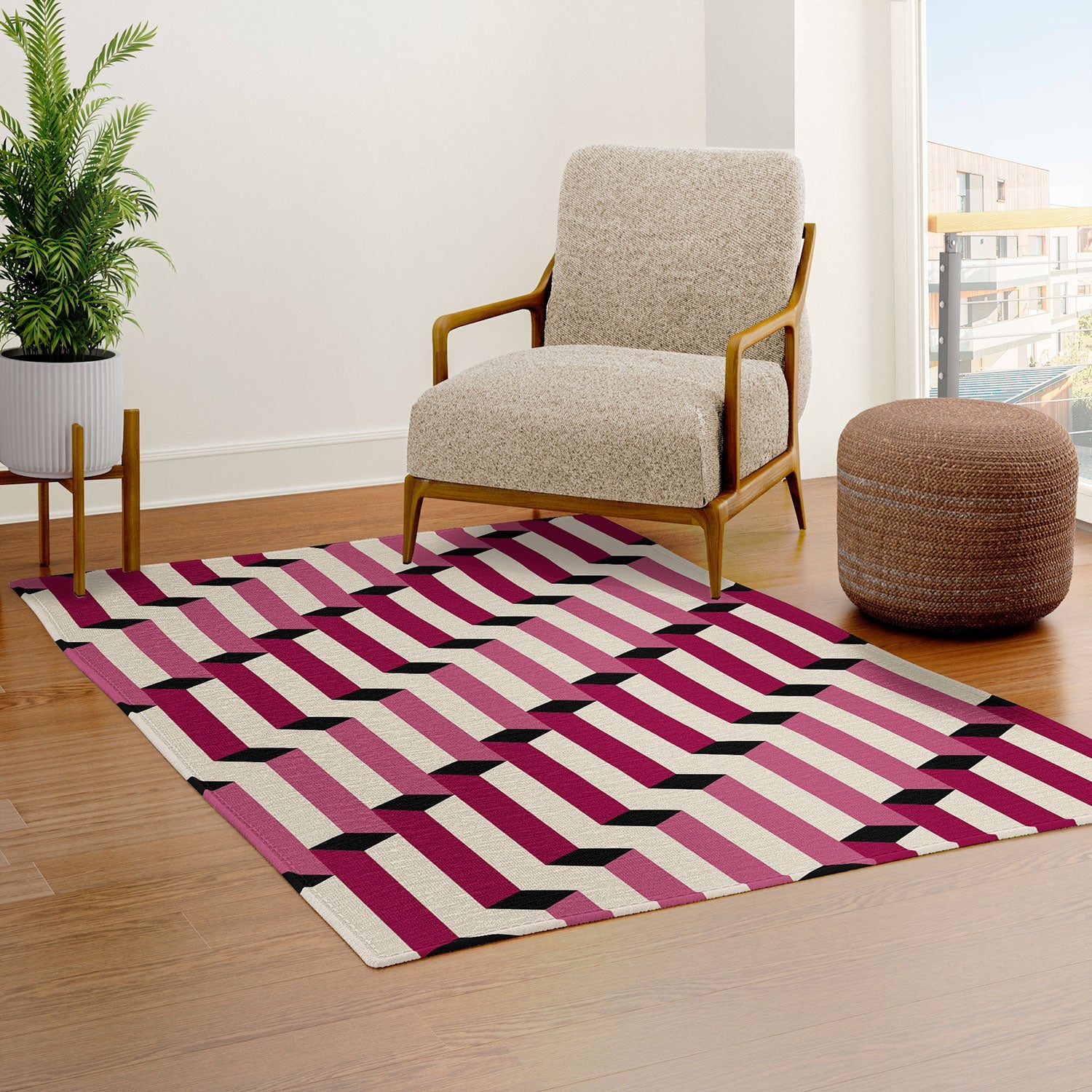 Colour Poems Columns Pattern I Area Rug