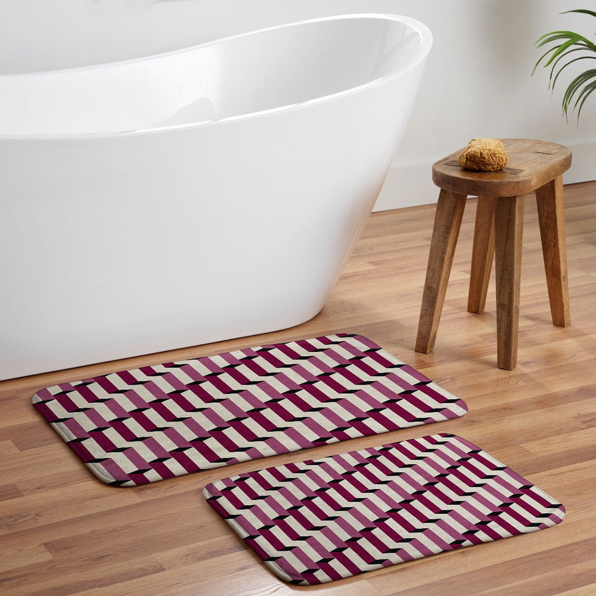 Colour Poems Columns Pattern I Memory Foam Bath Mat