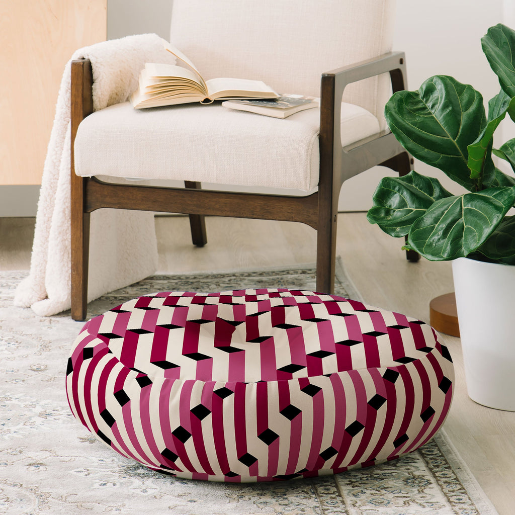 Colour Poems Columns Pattern I Floor Pillow Round