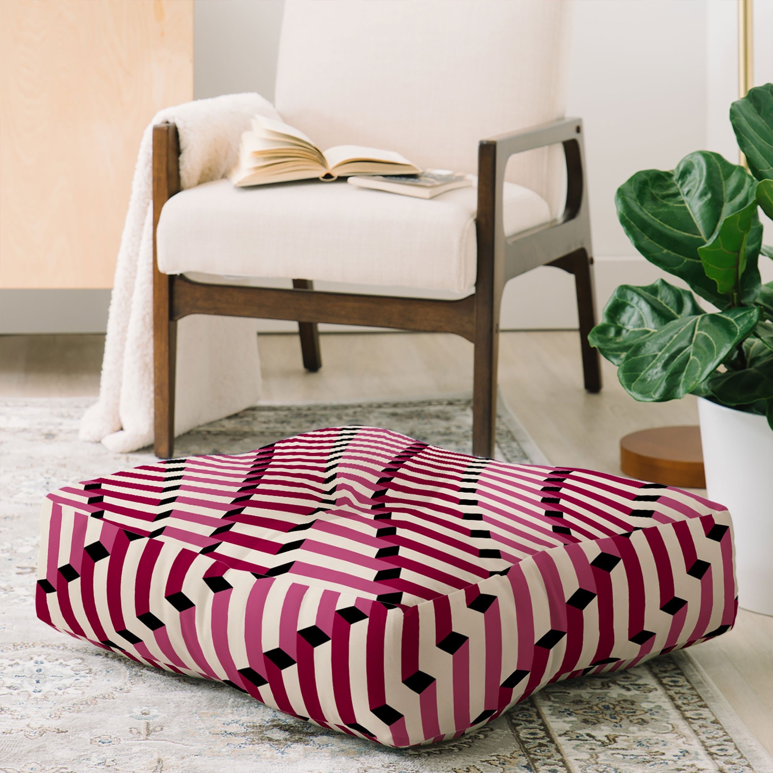 Colour Poems Columns Pattern I Floor Pillow Square