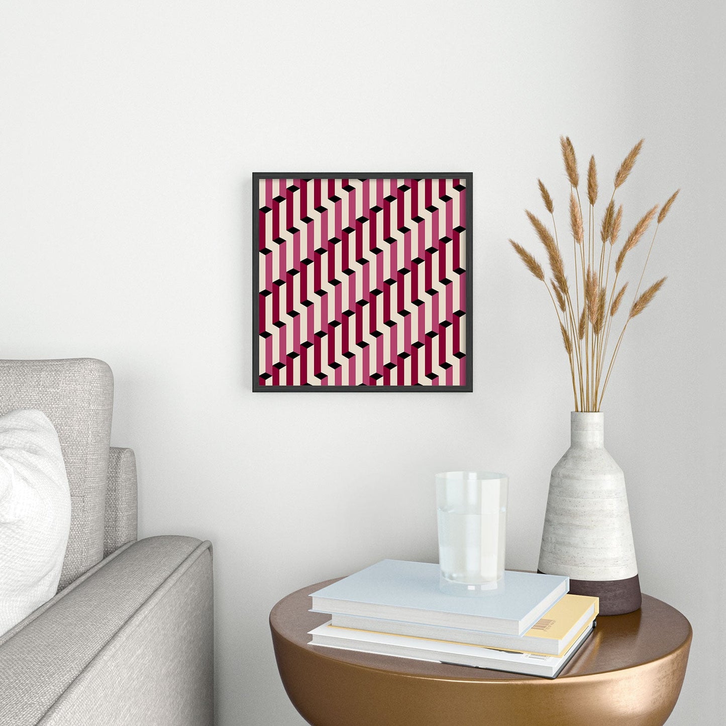 Colour Poems Columns Pattern I Square Metal Framed Art Print