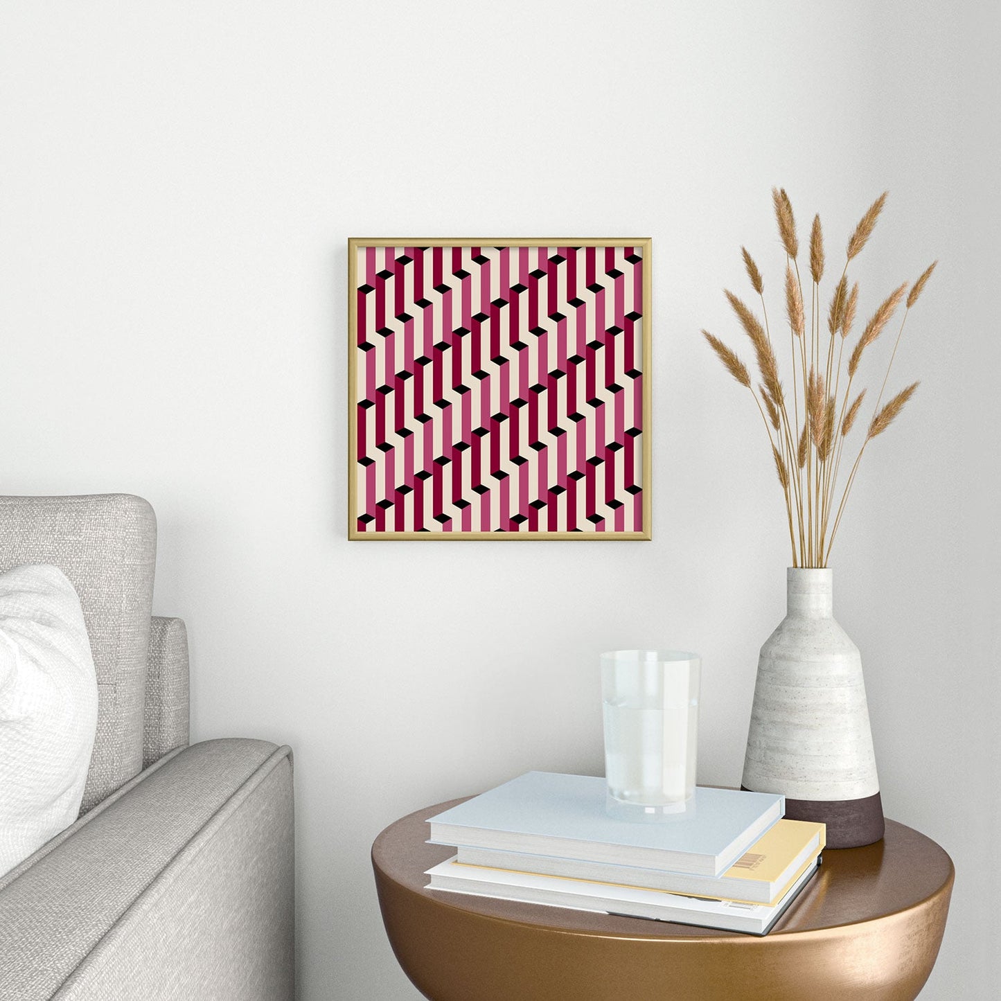 Colour Poems Columns Pattern I Square Metal Framed Art Print