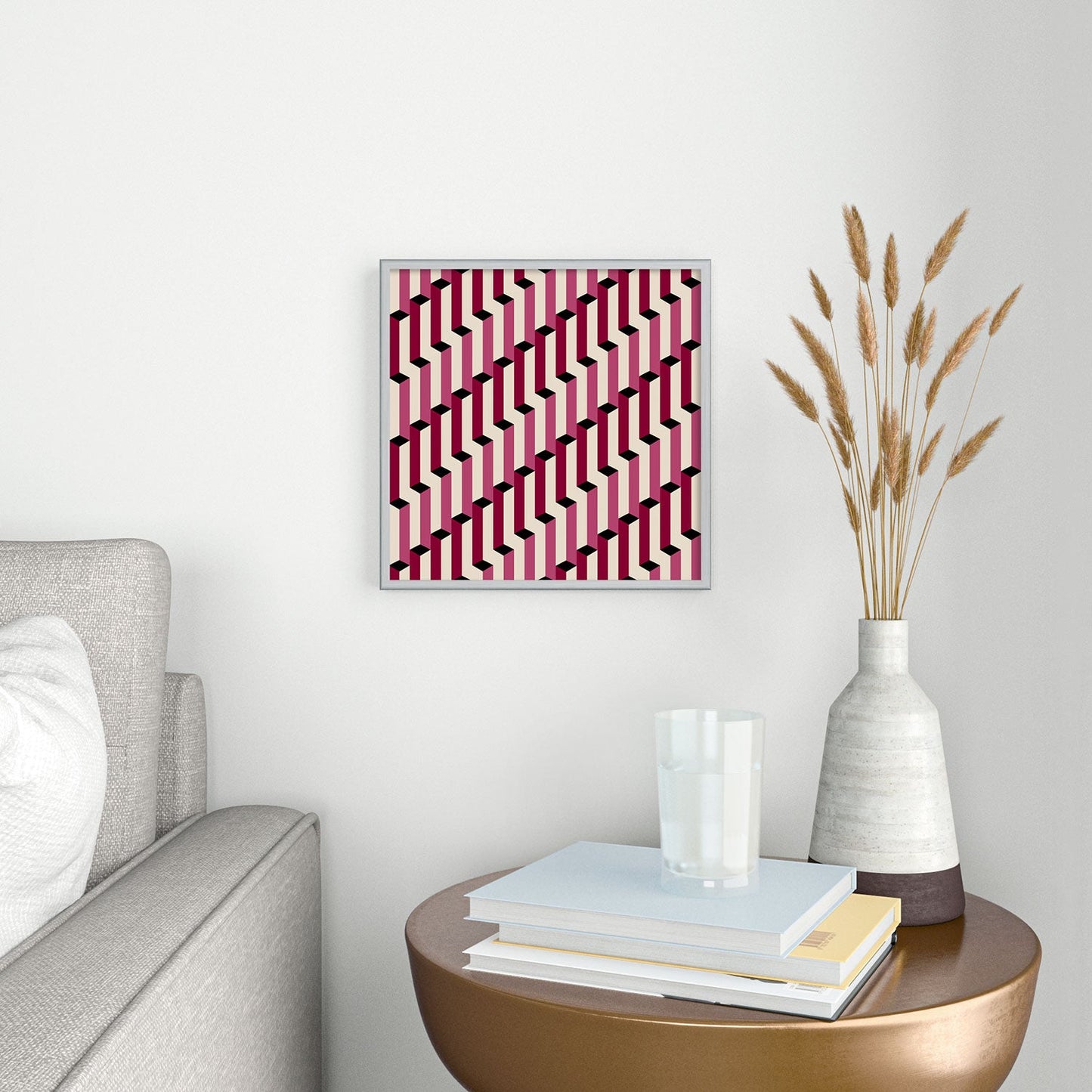 Colour Poems Columns Pattern I Square Metal Framed Art Print