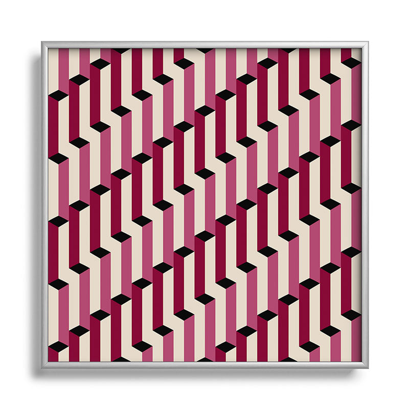 Colour Poems Columns Pattern I Square Metal Framed Art Print