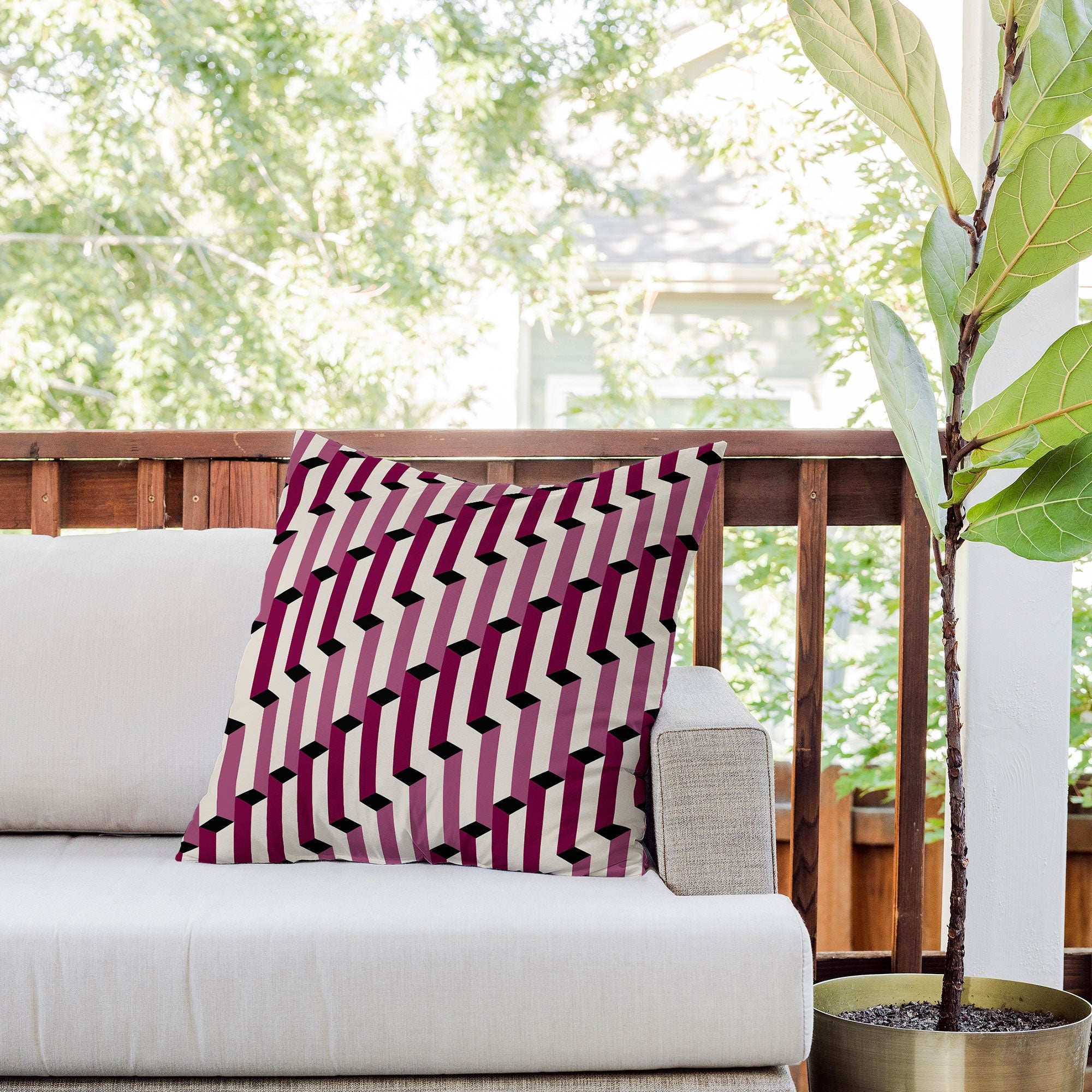 Colour Poems Columns Pattern I Outdoor Throw Pillow