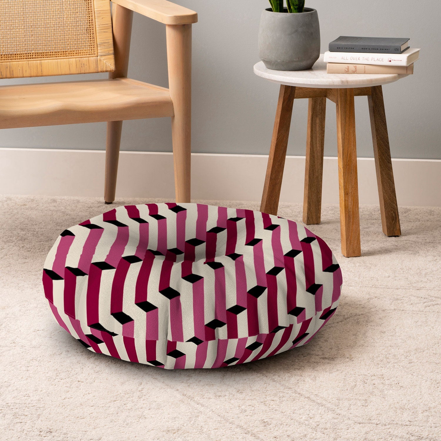 Colour Poems Columns Pattern I Floor Pillow Round