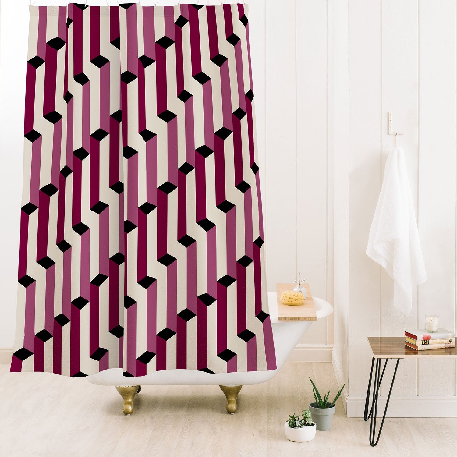 Colour Poems Columns Pattern I Shower Curtain